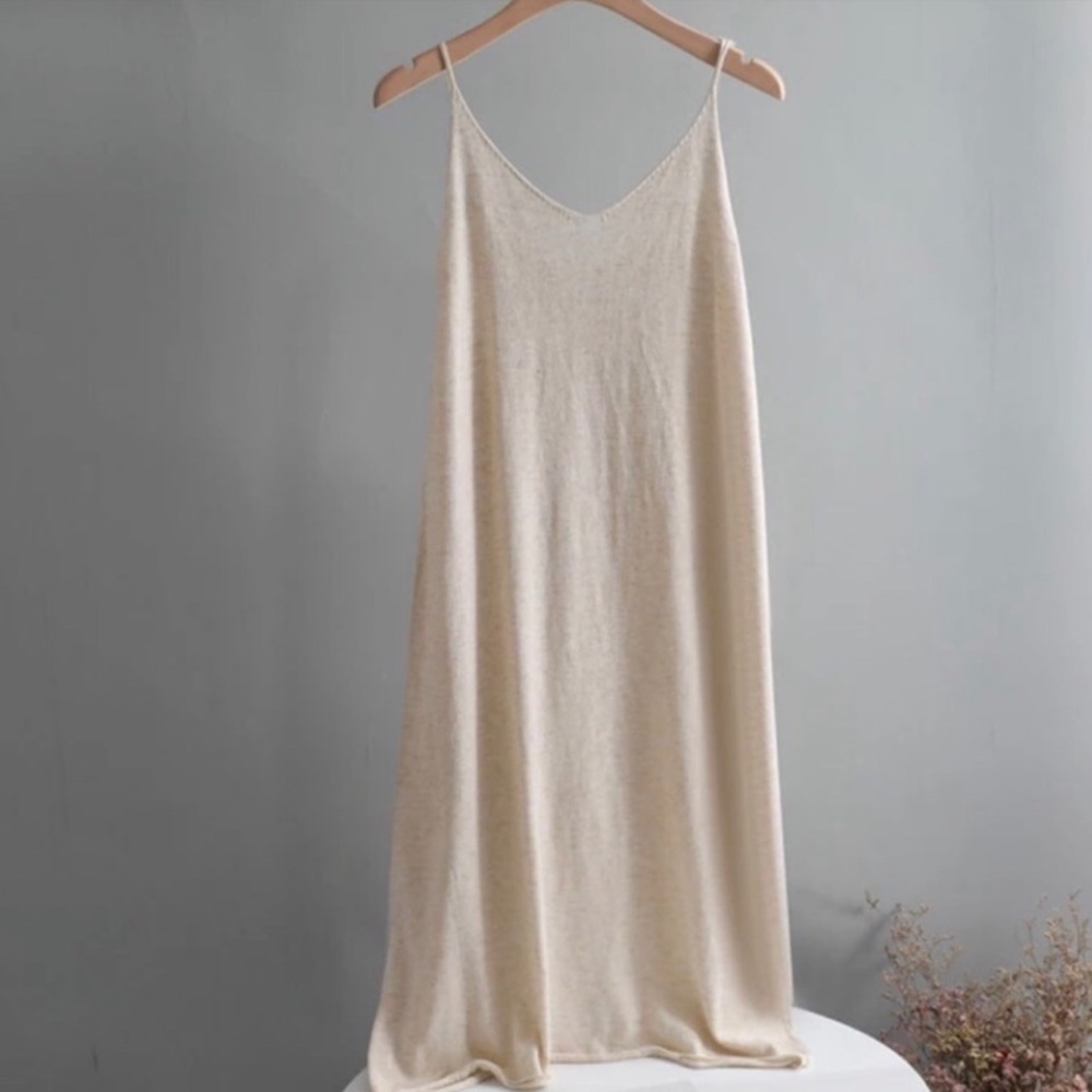 ⭐️HP⭐️ Cashmere dress tank womens basic soft knit dress cami midi dresses cream - Picture 13 of 13
